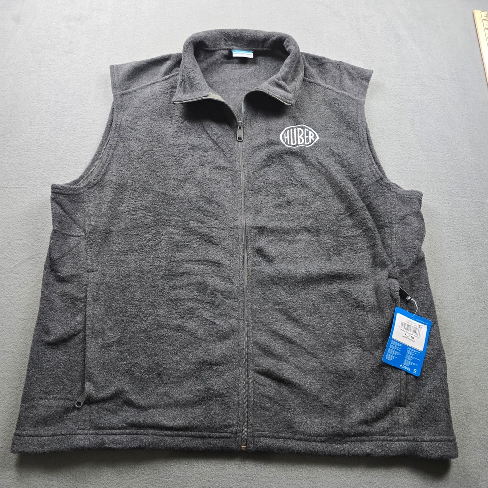 Columbia Steens Mountain Fleece Vest Mens XL Charcoal Gray HUBER full zip